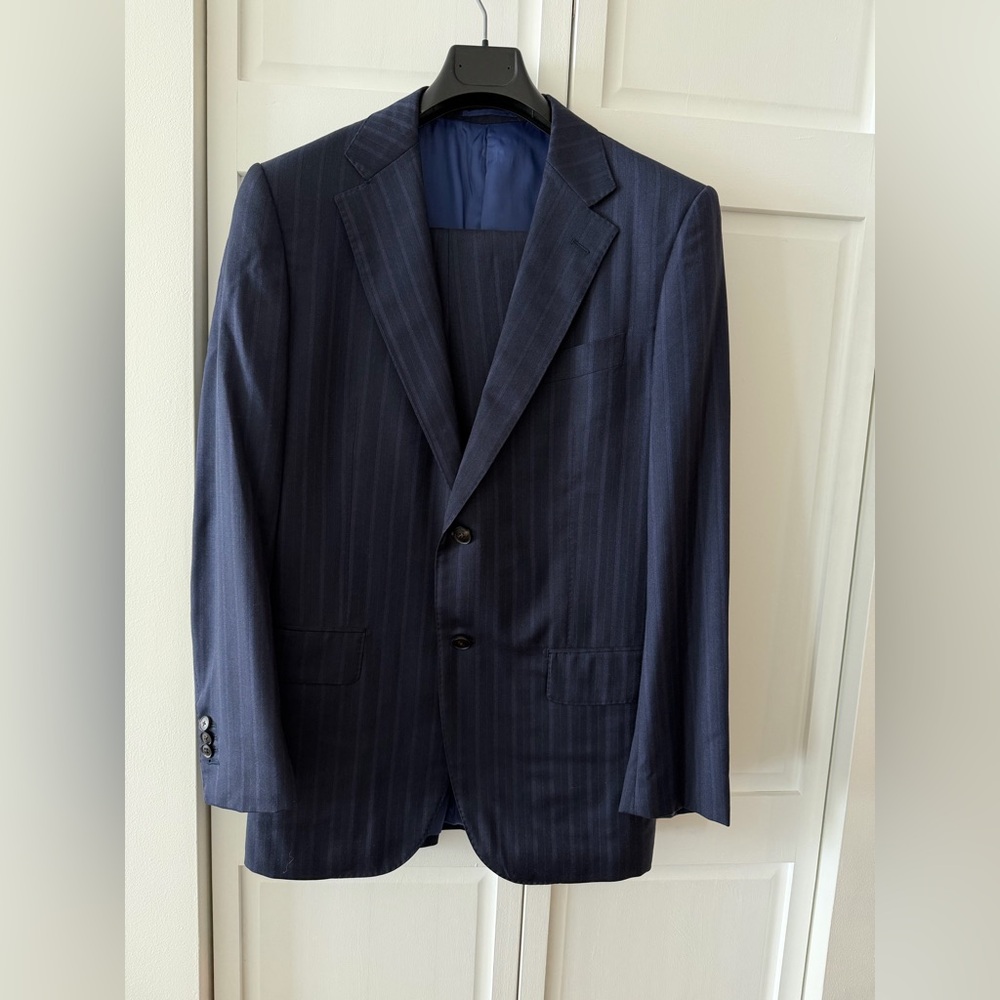 Italian Wool Navy Pinstripe Suit Luca Sartoria | Tailored Blazer & Trousers